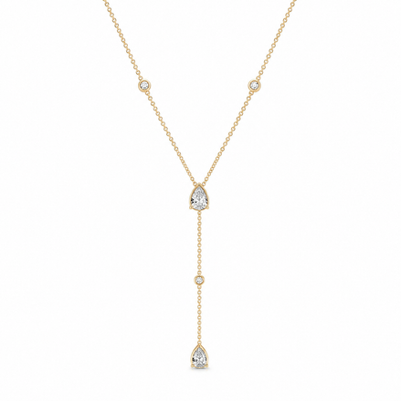 Gold Crystal Teardrop Y Necklace
