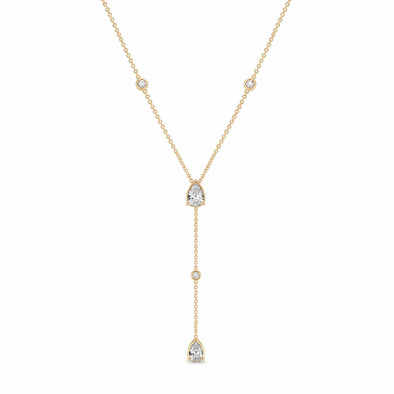 Gold Crystal Teardrop Y Necklace
