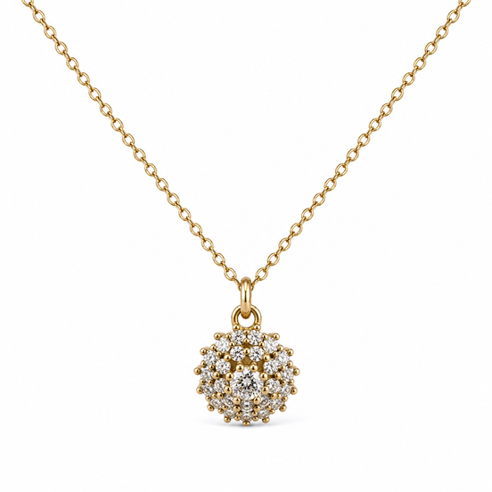Gold Crystal Cluster Pendant Necklace