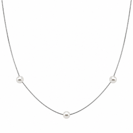 Silver Three Pearl Necklace