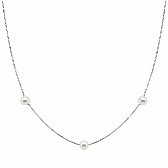 Silver Three Pearl Necklace
