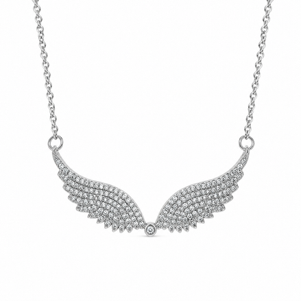 Silver Crystal Angel Wings Necklace