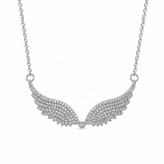 Silver Crystal Angel Wings Necklace