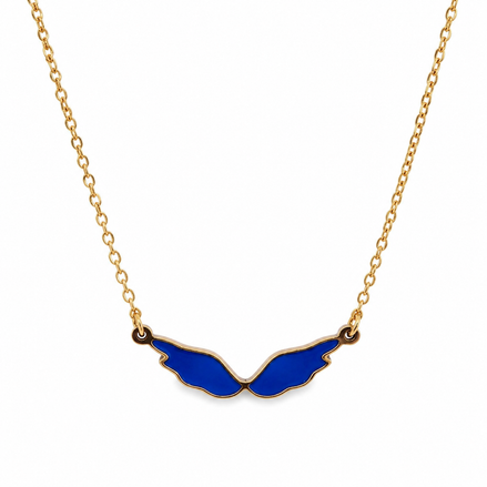 Gold Blue Angel Wings Necklace