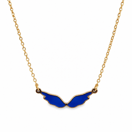 Gold Blue Angel Wings Necklace