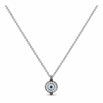 Silver Evil Eye Crystal Necklace