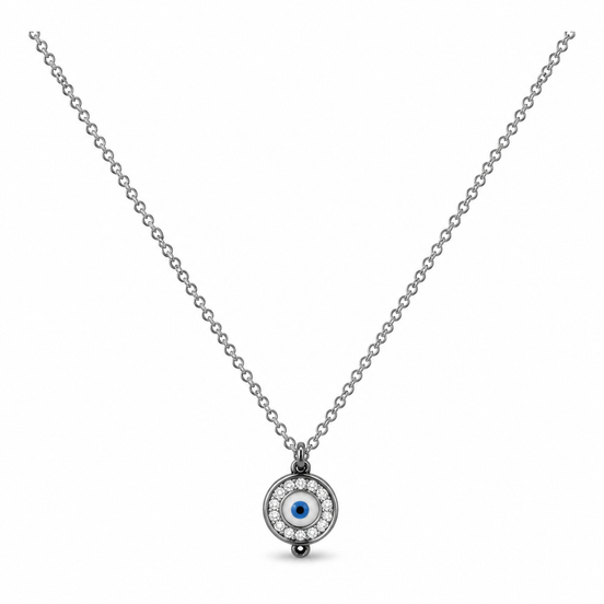 Silver Evil Eye Crystal Necklace