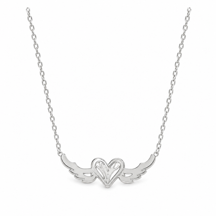Silver Winged Heart Necklace