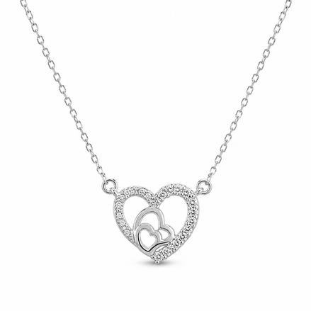 Silver Triple Heart Crystal Necklace