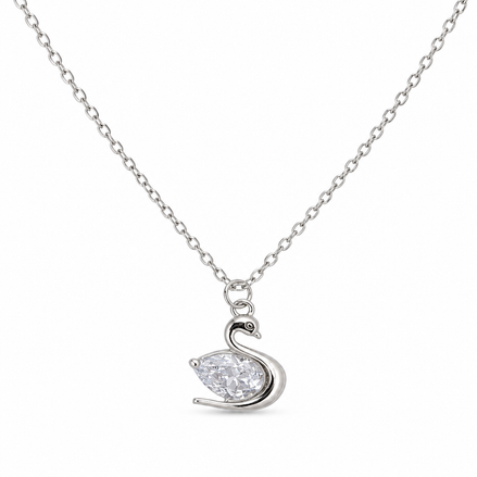 Silver Crystal Swan Necklace