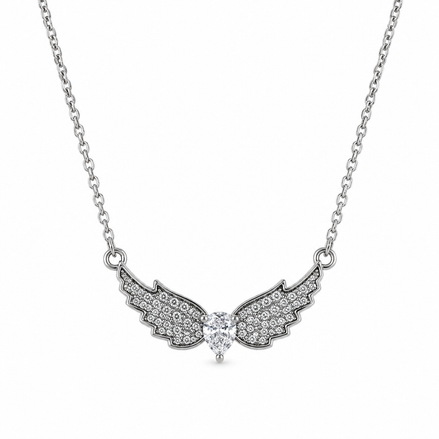 Silver Pavé Angel Wings Crystal Necklace