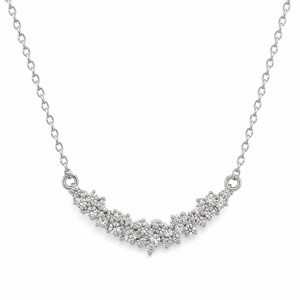 Silver Crystal Cluster Necklace