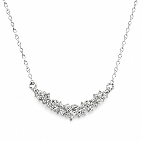 Silver Crystal Cluster Necklace