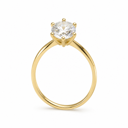 Gold Round Solitaire Ring