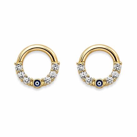 Gold Crystal Evil Eye Hoop Earrings