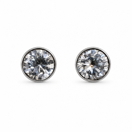 Silver Solitaire Crystal Stud Earrings