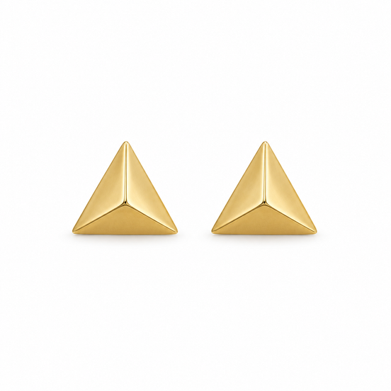 Gold Geometric Pyramid Stud Earrings