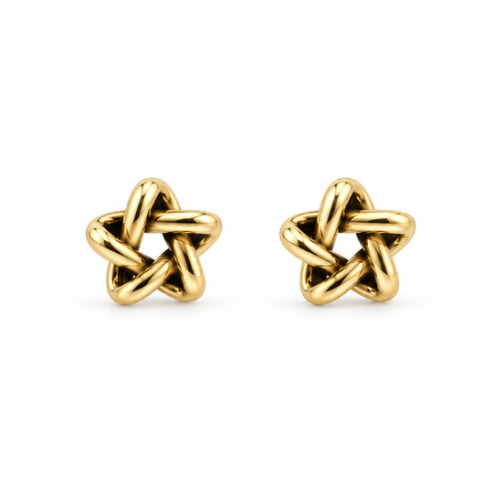 Gold Interwoven Star Knot Stud Earrings