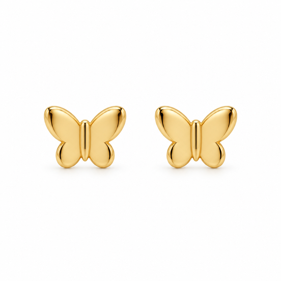 Gold Polished Butterfly Stud Earrings