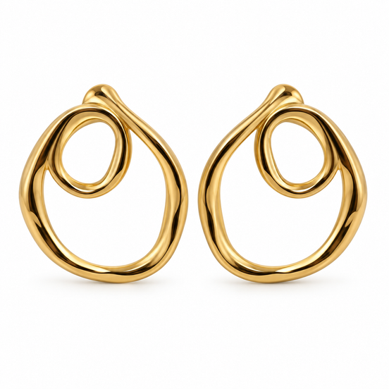 Gold Organic Nested Loop Earrings