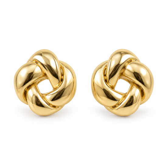 Gold Sculptural Knot Stud Earrings