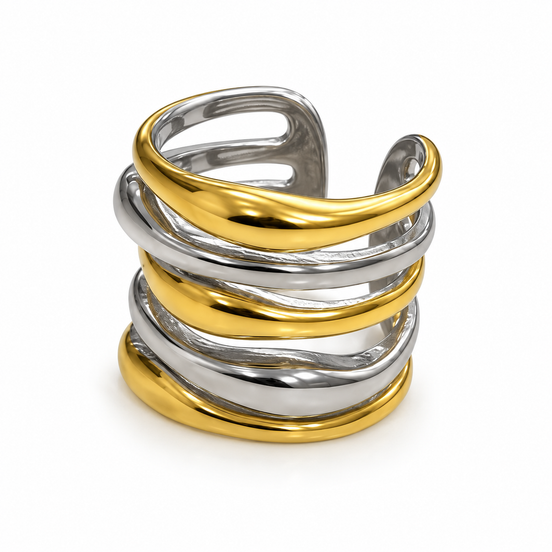 Two Tone Sculptural Layered Ring