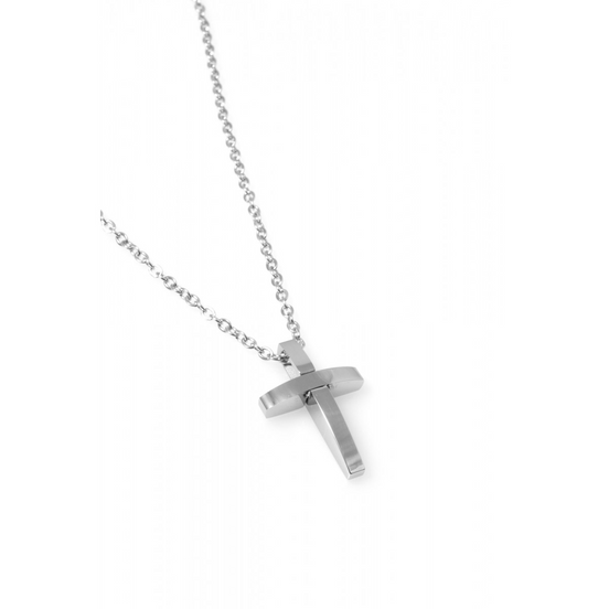 Men’s Stainless Steel Cross Pendant – Silver