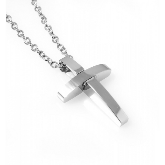 Men’s Stainless Steel Cross Pendant – Silver