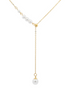 Stainless Steel Gold Y-Necklace with Pearls