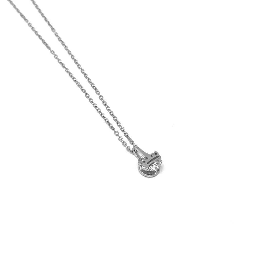 Stainless Steel Necklace with Small Crystal Pendant