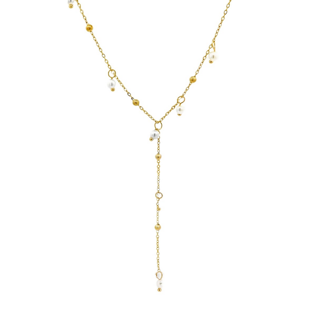 STAINLESS STEEL GOLD NECKLACE WITH PEARLS