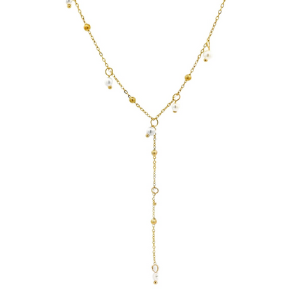 STAINLESS STEEL GOLD NECKLACE WITH PEARLS