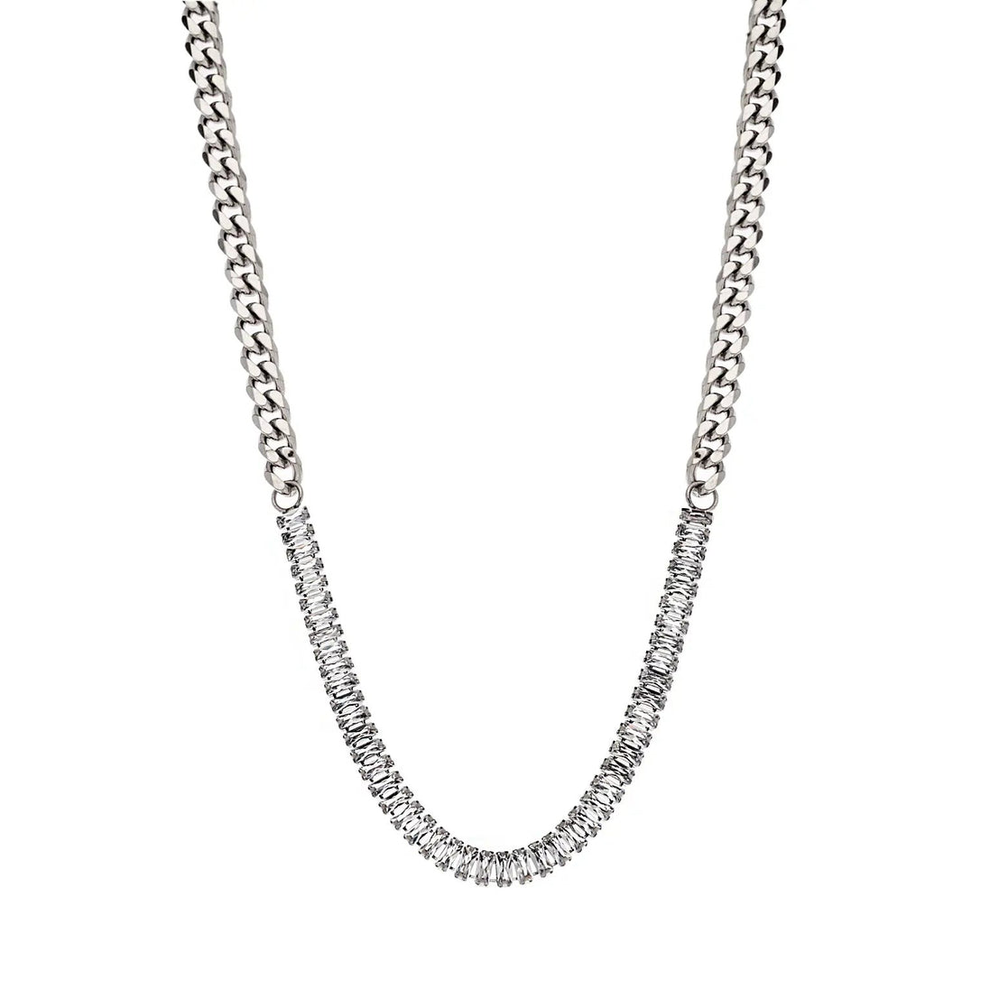 PUPPIS Stainless Steel Chain & Crystal Necklace