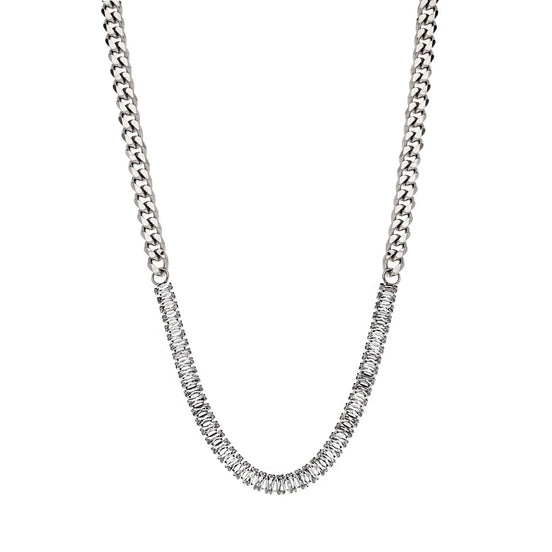 PUPPIS Stainless Steel Chain & Crystal Necklace