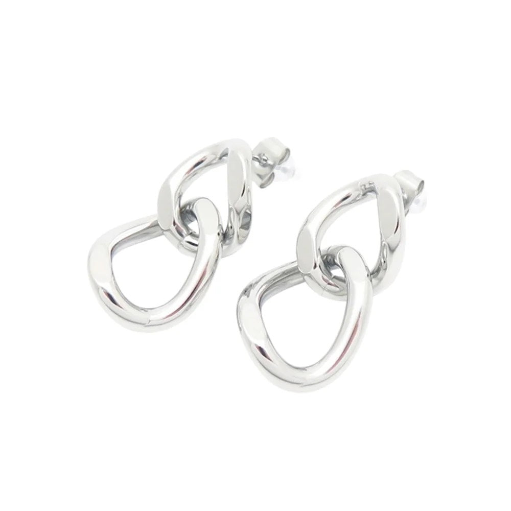 PUPPIS Stainless Steel Linked Drop Earrings