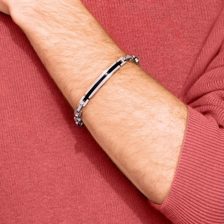 LOTUS | Herrenarmband aus Edelstahl mit schwarzen Details