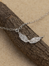 Stainless Steel Angel Wings Necklace with Zircon Stones – Silver
