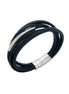 Herren-Armband aus mehrlagigem schwarzem Leder