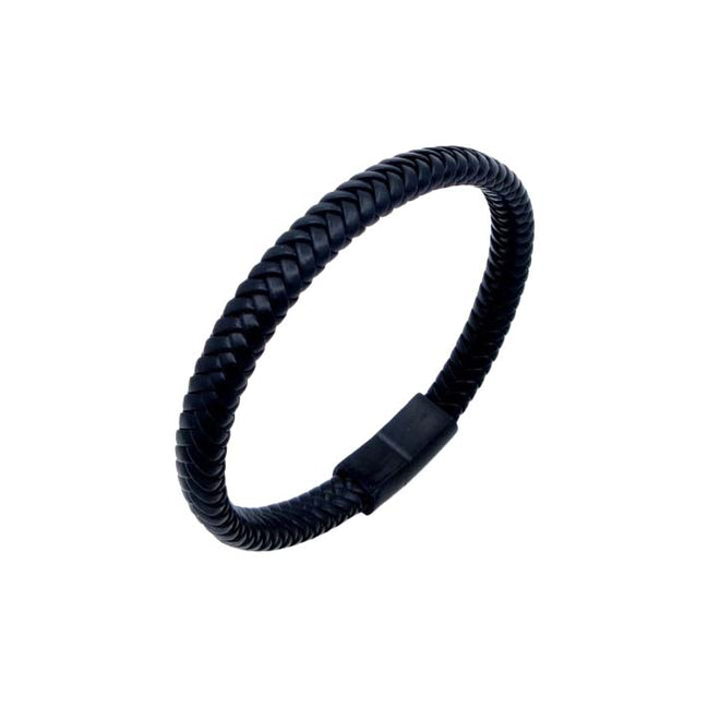 Men's Braided Black Leather Bracelet