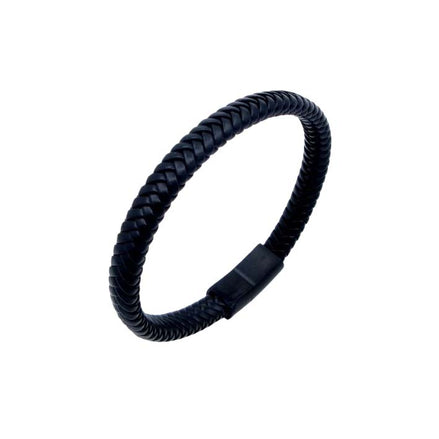 Geflochtenes Herrenarmband aus schwarzem Leder