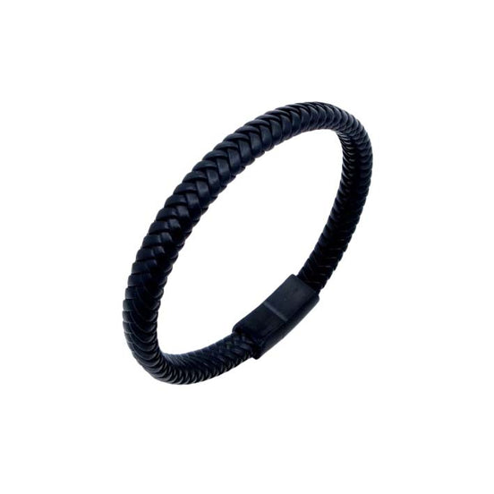 Men's Braided Black Leather Bracelet