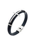 Herrenarmband aus schwarzem Leder mit Kreuzanhänger