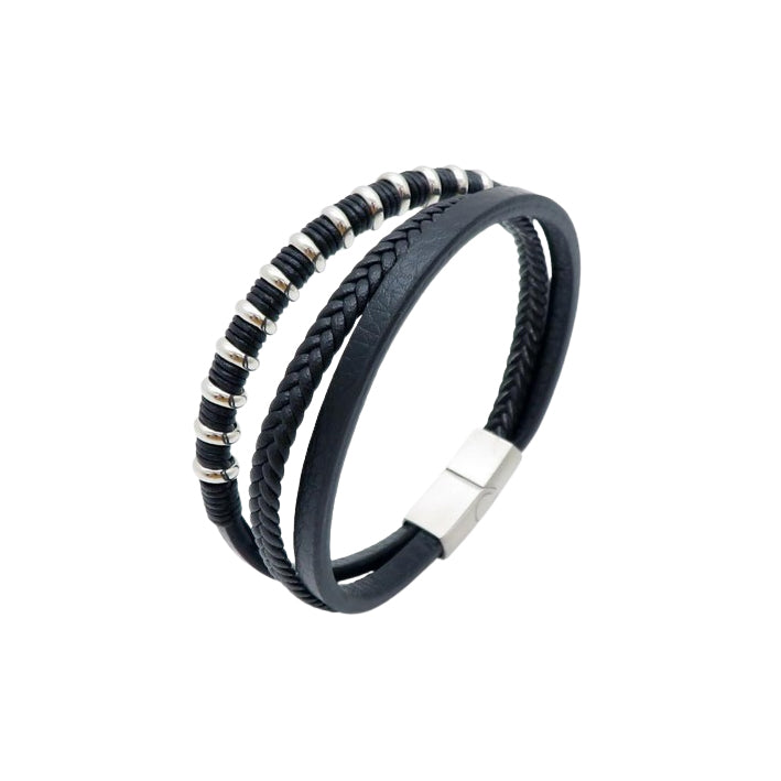 Herren-Lederarmband in Schwarz