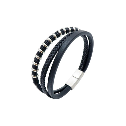Herren-Lederarmband in Schwarz