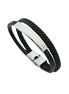 Men's Black Leather ID Bracelet