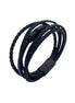 Herrenarmband aus schwarzem Leder mit mehreren Lagen