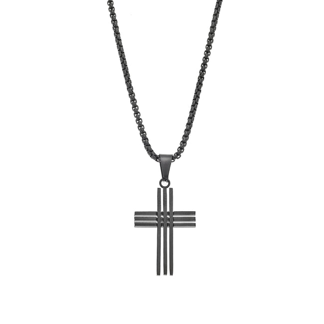 Black Geometric Cross Necklace