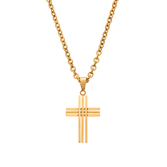 Gold Geometric Cross Necklace