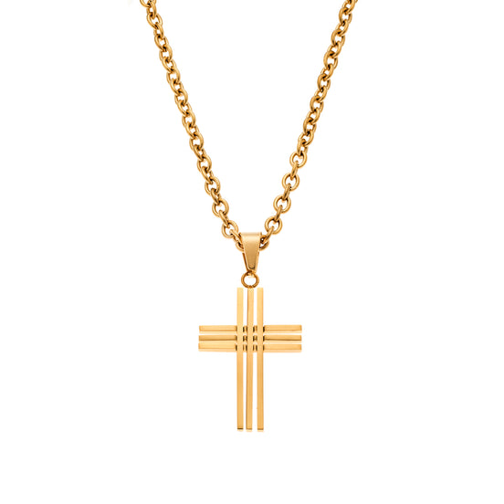 Gold Geometric Cross Necklace
