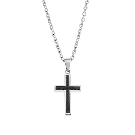 Silver and Black Cross Necklace